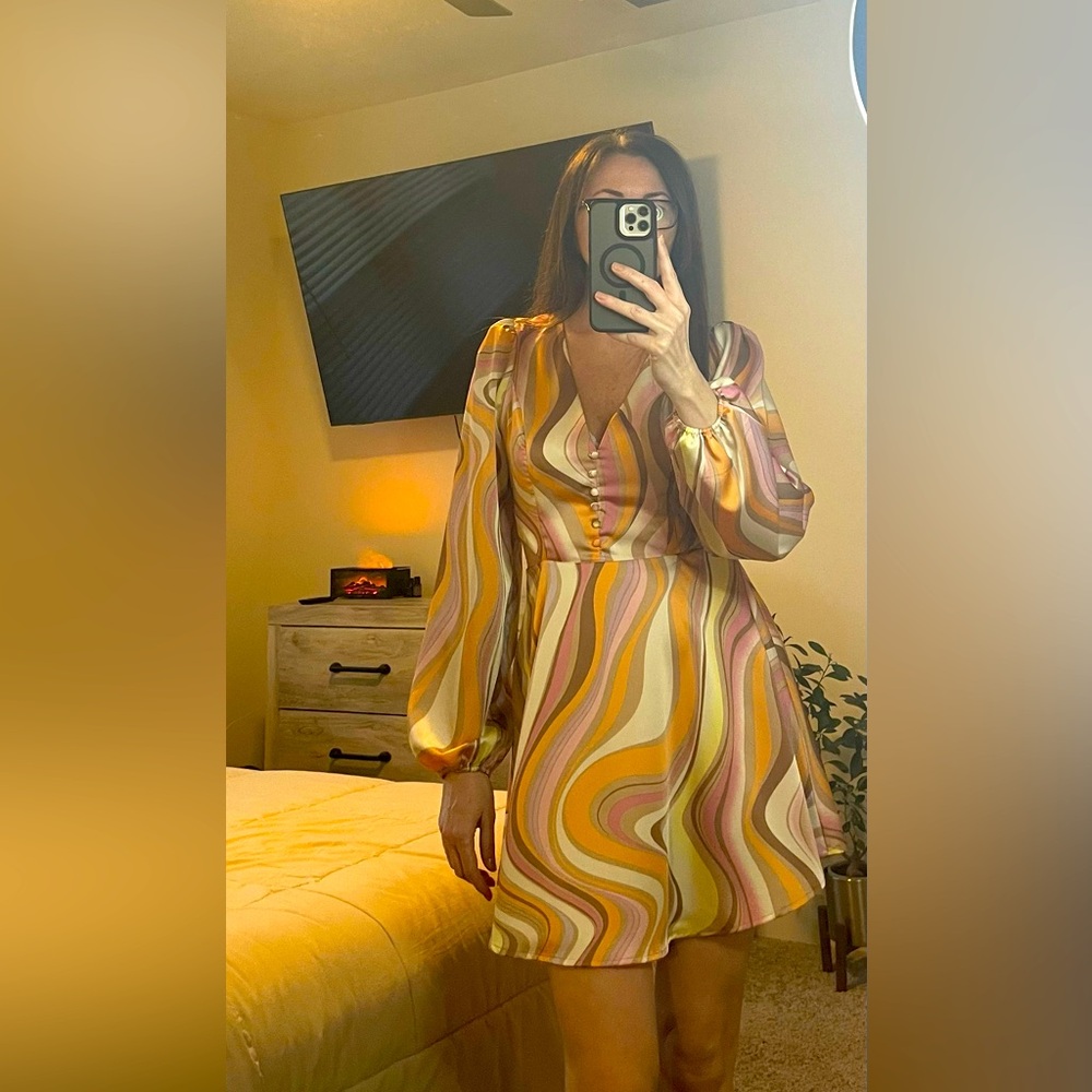 Multicolor Swirl Pattern Dress